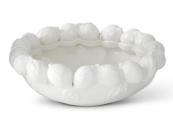 11.5 Inch White Ceramic Lemon Rim Bowl