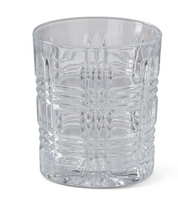 Load image into Gallery viewer, 3.75 Inch Grid Pressed Clear Glass Lowball Drinking Glass
