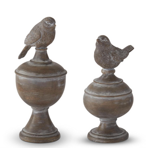 Weathered Brown Resin Bird Finial