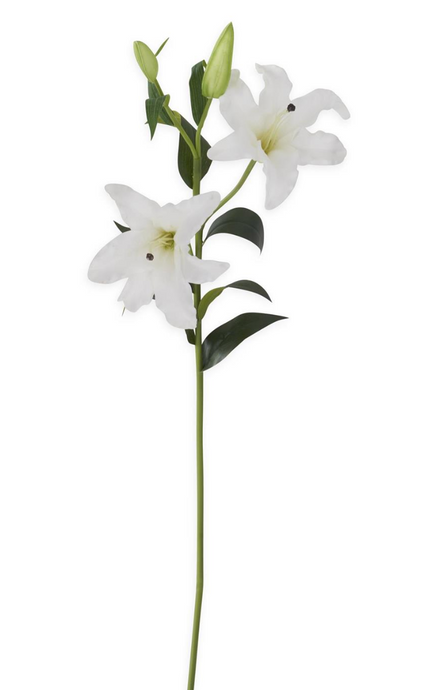 35 Inch White Real Touch Lily Stem
