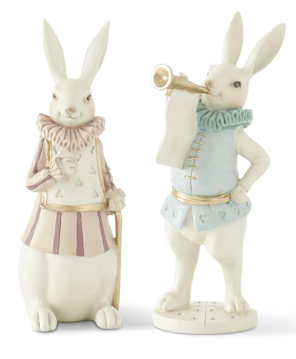 11.25 Inch Pastel & Gold Resin Royal Jester Easter Bunny, 2 styles