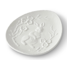 Load image into Gallery viewer, 8.75 Inch White Ceramic Easter Bunny Embossed Egg Plate