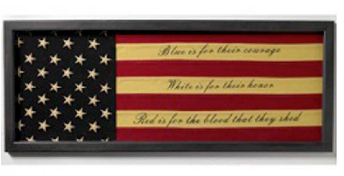 45 Inch Wood Framed Flag Print BLUE IS FOR COURAGE