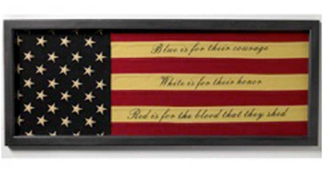 45 Inch Wood Framed Flag Print BLUE IS FOR COURAGE