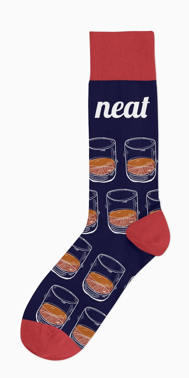 Neat Bourbon Whiskey Rocks Glass Socks