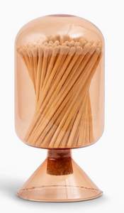 Matches in Glass Bottle Cloche Small - Amber
