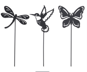 11.75 Inch Black Metal Cutout Decorative Garden Stakes/Picks