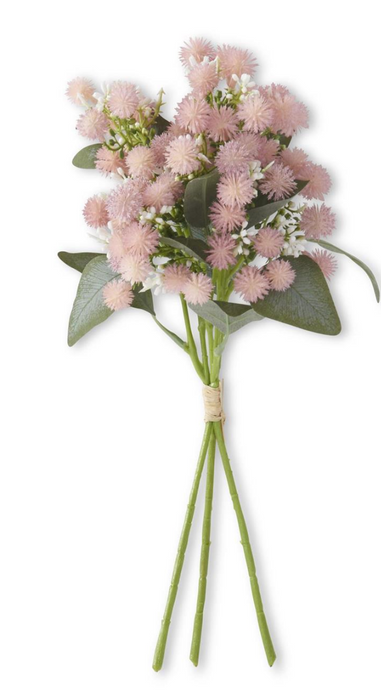 14 Inch Purple w/Pink Thistle Ball & White Berries Bundle (3 Stem)