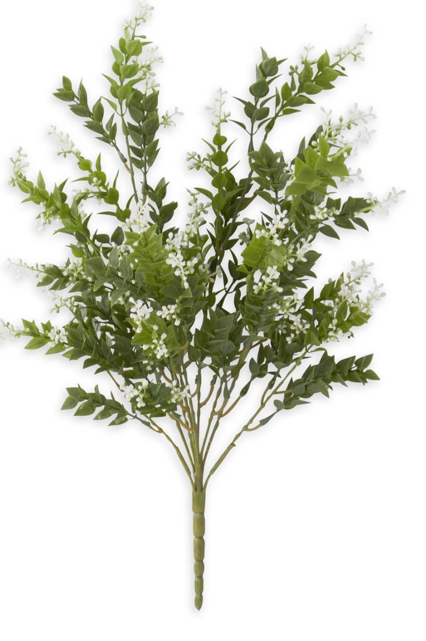 19 Inch Mint Leaf & White Berries Bush