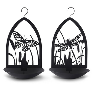13.25 Inch Black Metal Cutout Hanging Bird Feeders (2 Styles)