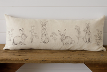 Load image into Gallery viewer, Lumbar Pillow - Rabbit and Wildflowers