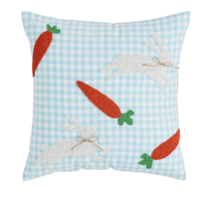 Bunny & Carrot Beaded Pillow