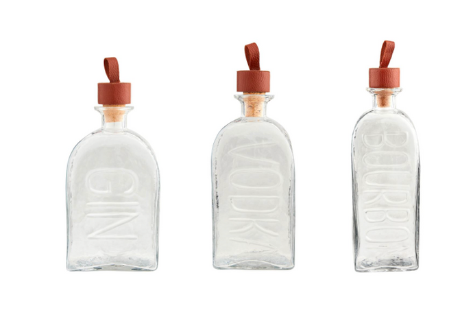 Embossed Glass Decanters, 3 Styles