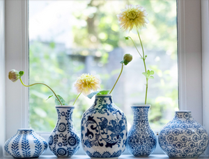 Hand-Stamped Stoneware Vases, 3 Sizes