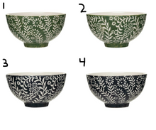 Load image into Gallery viewer, Stoneware Bowl w/ Wax Relief Botanicals (4 STYLES)