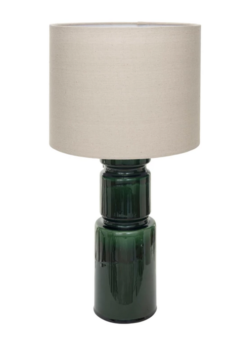 Ceramic Table Lamp w/ Linen Shade & Inline Switch