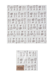 Paper Cocktail Napkins w/ Wine Art