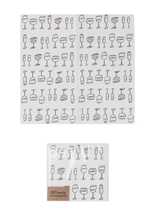 Paper Cocktail Napkins w/ Wine Art