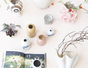 Enameled Metal Vase- Pink