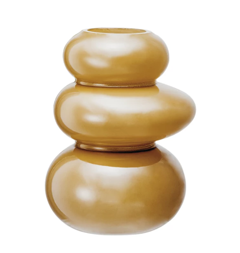 Glass Organic Shaped Vase, Opaque Camel Color