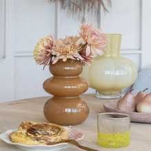 Load image into Gallery viewer, Glass Organic Shaped Vase, Opaque Camel Color