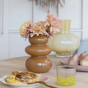 Glass Organic Shaped Vase, Opaque Camel Color