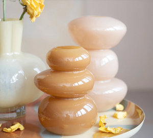 Glass Organic Shaped Vase, Opaque Camel Color
