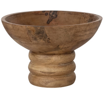 Load image into Gallery viewer, Ribbed Mango Wood Footed Bowl