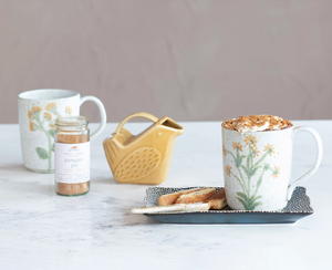 12 oz. Hand-Painted Stoneware Mug w/ Botanicals, 4 Styles (Each One Will Vary)