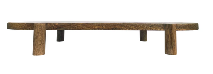 Mango Wood Footed Pedestal, Natural