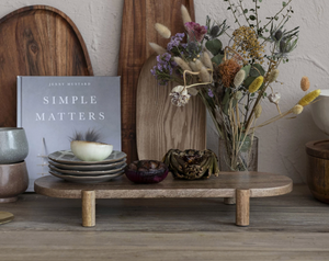 Mango Wood Footed Pedestal, Natural