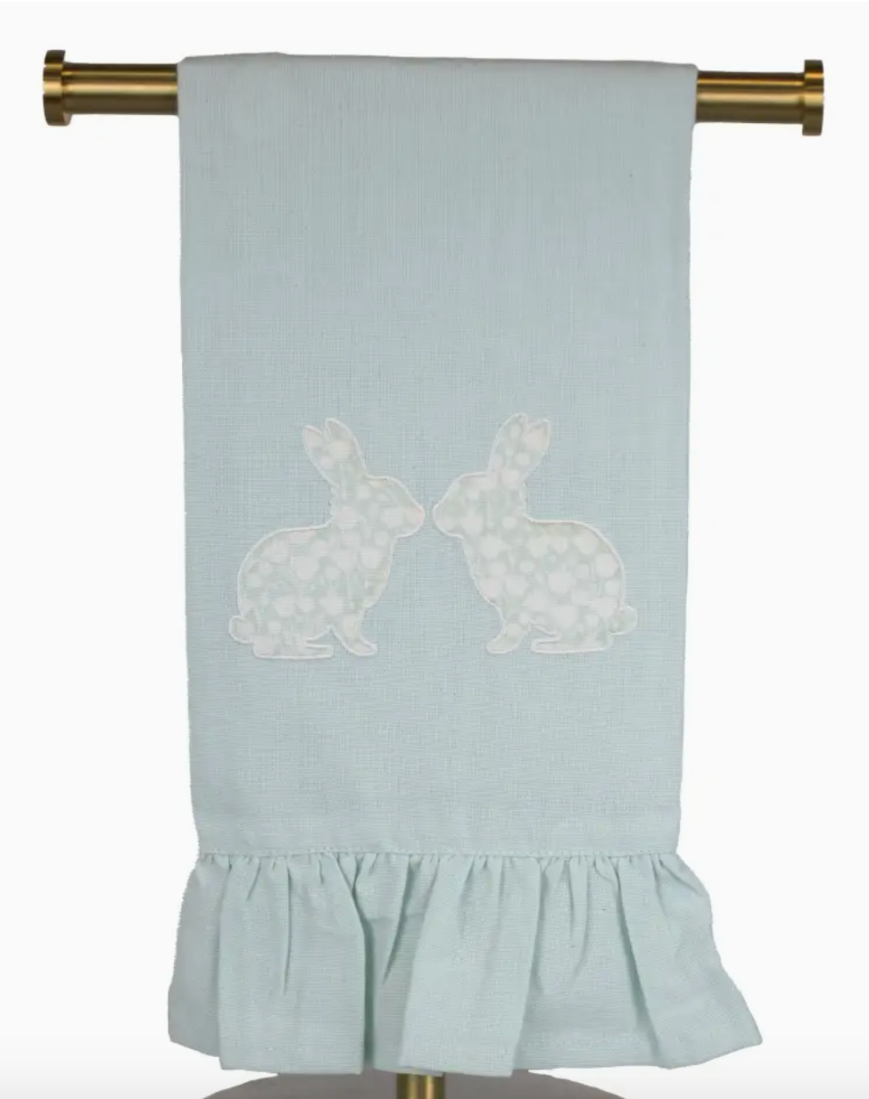 Aubrey Bunny Ruffle Hand Towel Mist/White