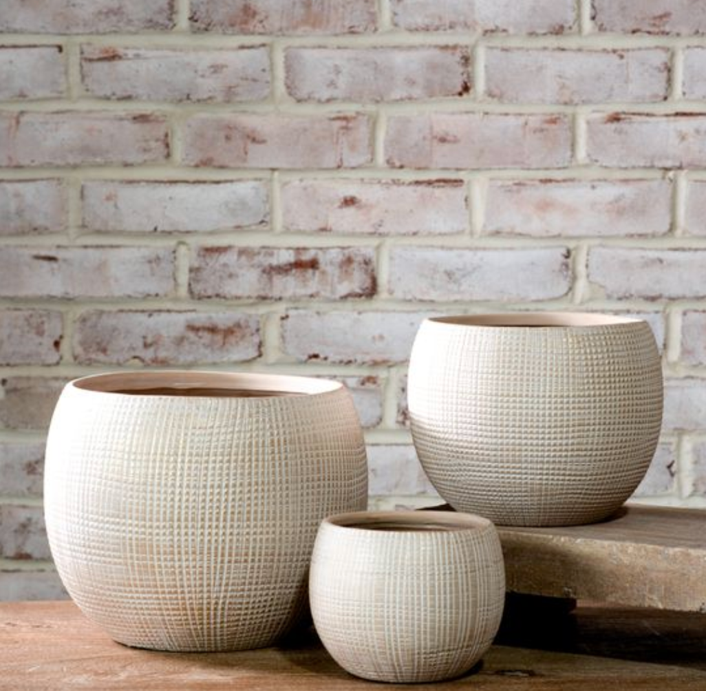 ROUND CHECK DESIGN PLANTER, 3 size options