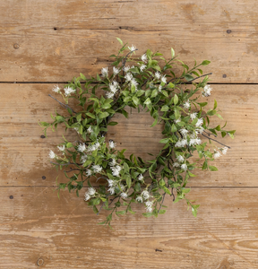 14" Tea Leaf w/ White Flowers Candle Ring