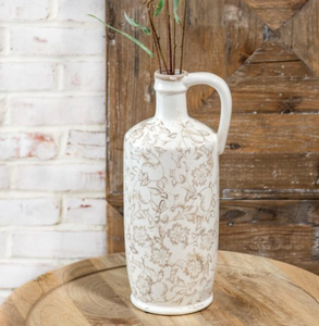 13.4" BEIGE HEIRLOOM HANDLE VASE