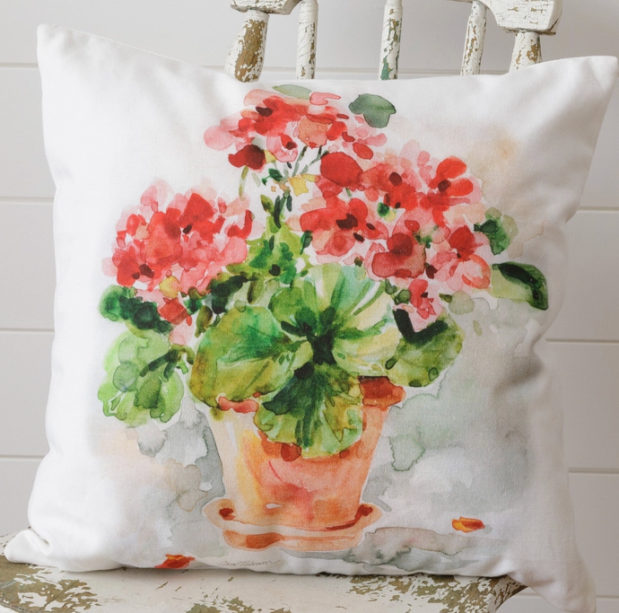 Pillow - Watercolor Geraniums