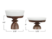 Load image into Gallery viewer, Stoneware Serving Dish w/ Acacia Wood Pedestals, 2 Size Options