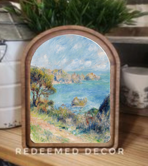 Arch Top French Coastline Framed Art