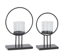 Load image into Gallery viewer, Black Metal Ring Candleholders, 2 size options