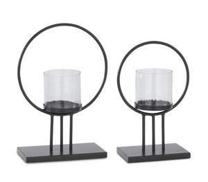 Black Metal Ring Candleholders, 2 size options