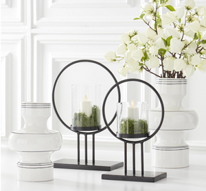Black Metal Ring Candleholders, 2 size options