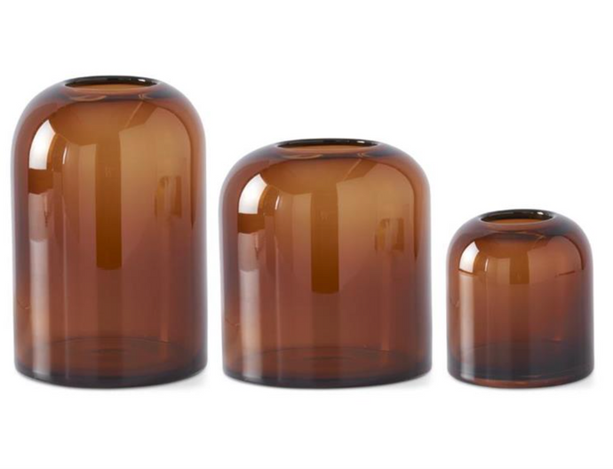 Amber Transparent Glass Vases, 3 SIZE OPTIONS