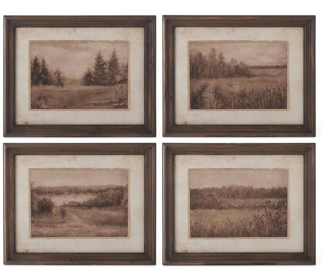 19.75 Inch Dark Fir Wood Framed Naturescape Prints (4 Styles)