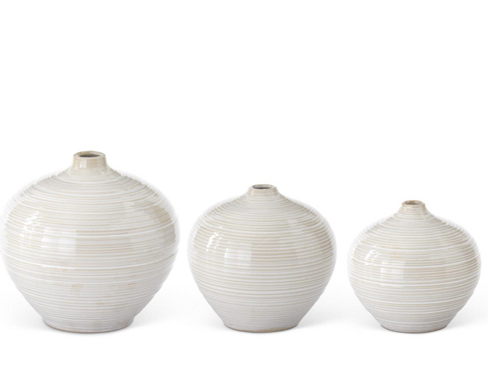 Tan & White Striped Ceramic Bud Vase, 3 size options