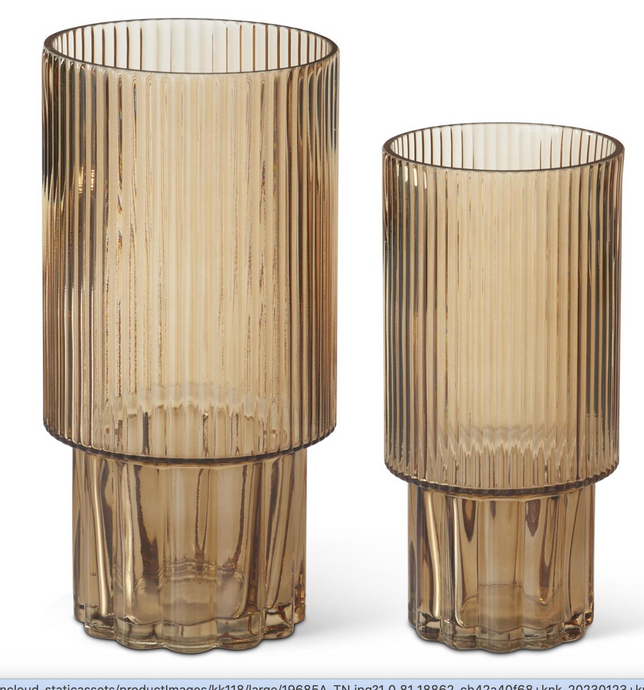 Beige Line Pressed Glass Vase, 2 size options