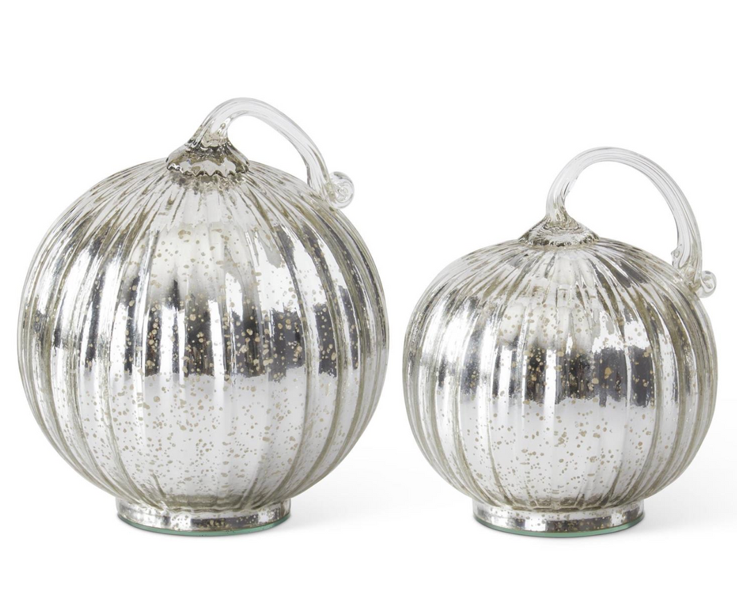 Silver Mercury Glass Pumpkin, 2 style options