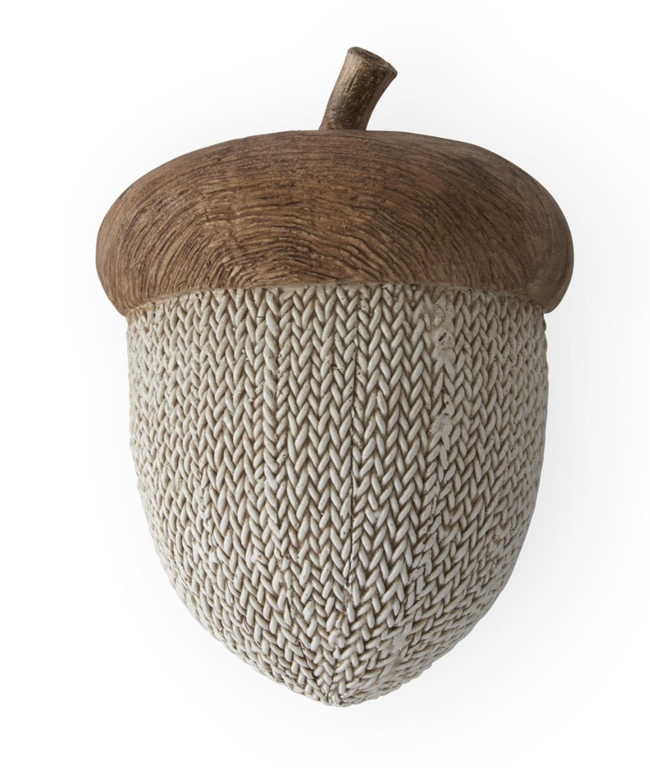 3.5 Inch Resin Faux Woven & Woodgrain Acorn