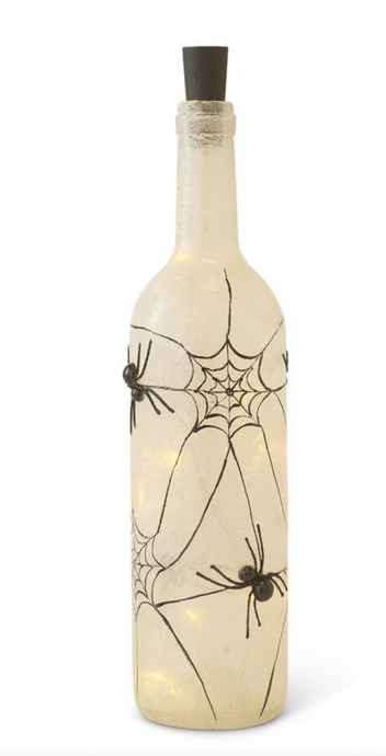 12.75 Inch Frosted Glass LED Spider Web Bottle