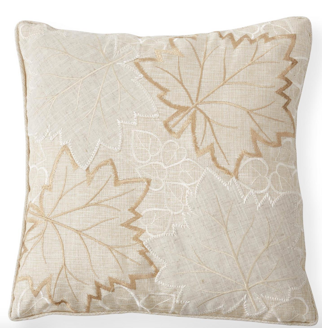 16 Inch Cream Leaves Cutout Pillow