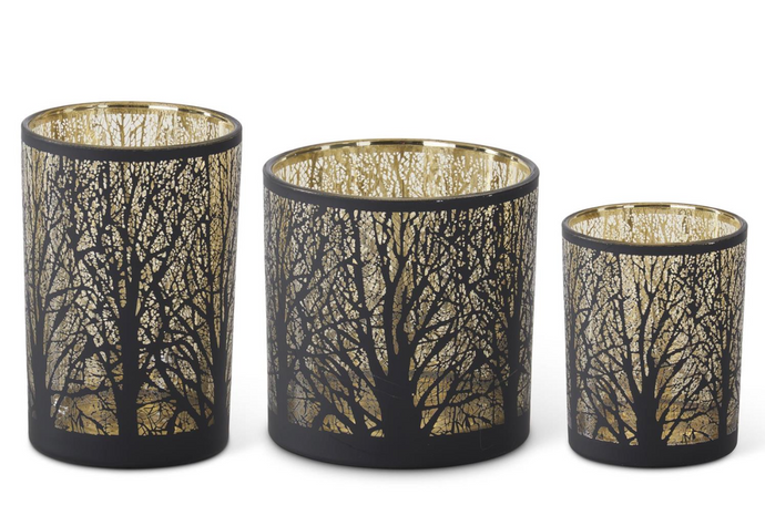 Black Tree w/Gold Interior Votive, 3 SIZE OPTIONS